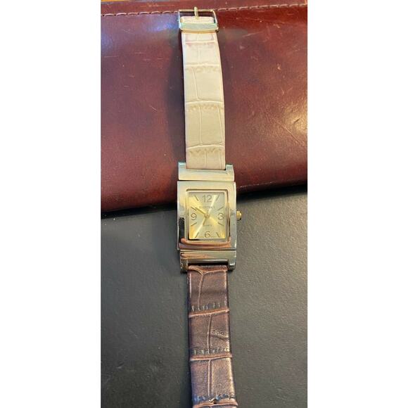 Women's 20mm Ellen Tracy Watch, Swivel Band with Brown and White Band Option - Picture 4 of 4